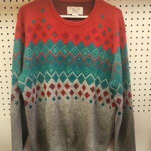 Original Penguin Red and Gray Patterned Men's Sweater XL Wool Blend